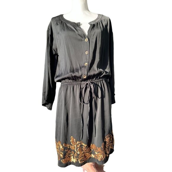 Robbi & Nikki Dress Black With Gold Sequin at the bottom Lined New $365 - Picture 1 of 13